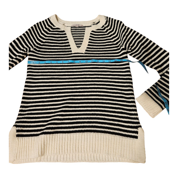 Gap XS Black and White Striped Knit Long Sleeve Pullover Sweater - Picture 6 of 8